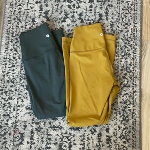 Set of 2 90° by reflex leggings olive green and mustard yellow